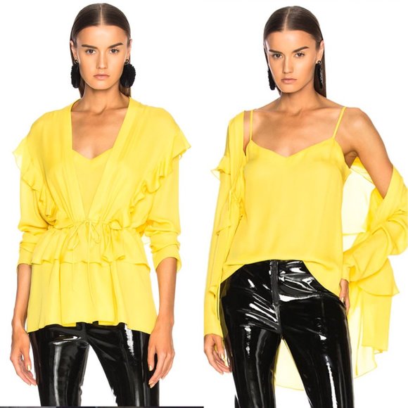 Sally LaPointe 100% Silk Drawstring Top & Cami Set - Picture 1 of 7